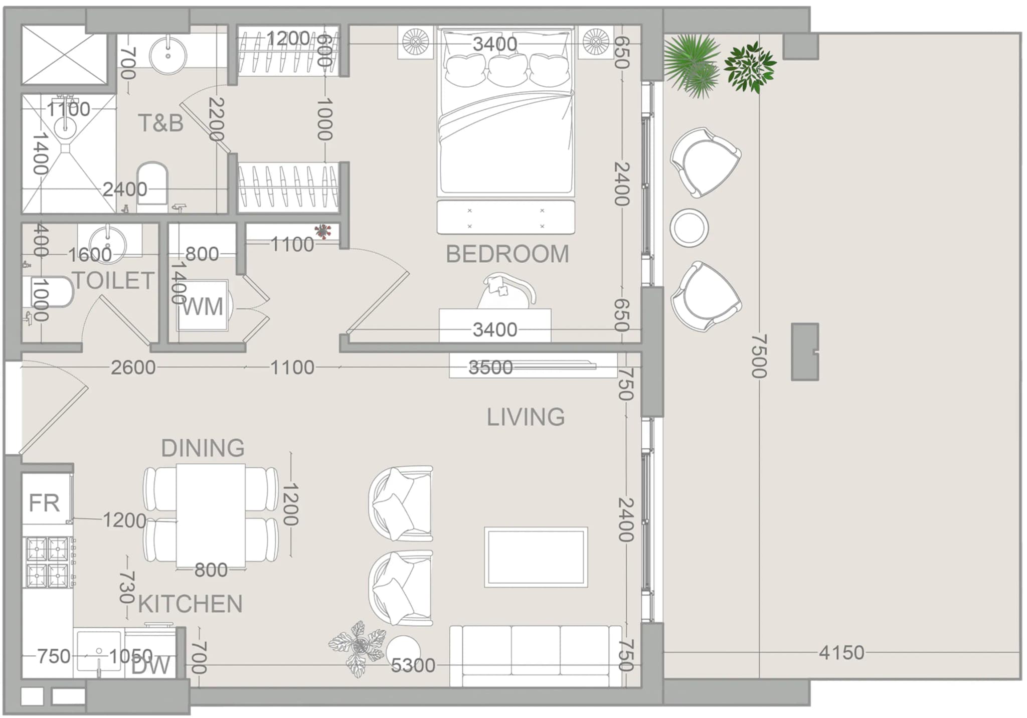 Floor plan 1 BR