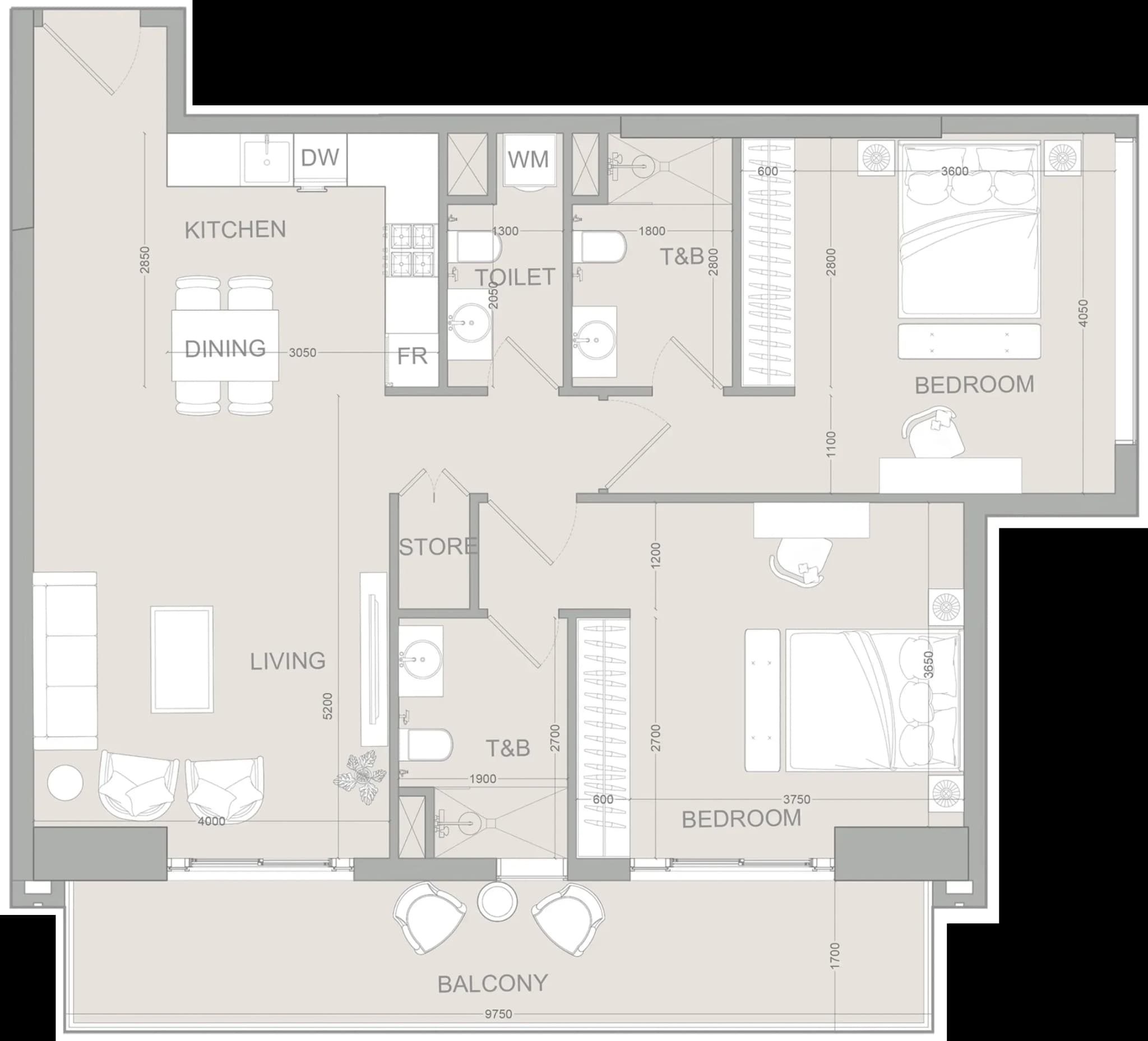Floor plan 2 BR