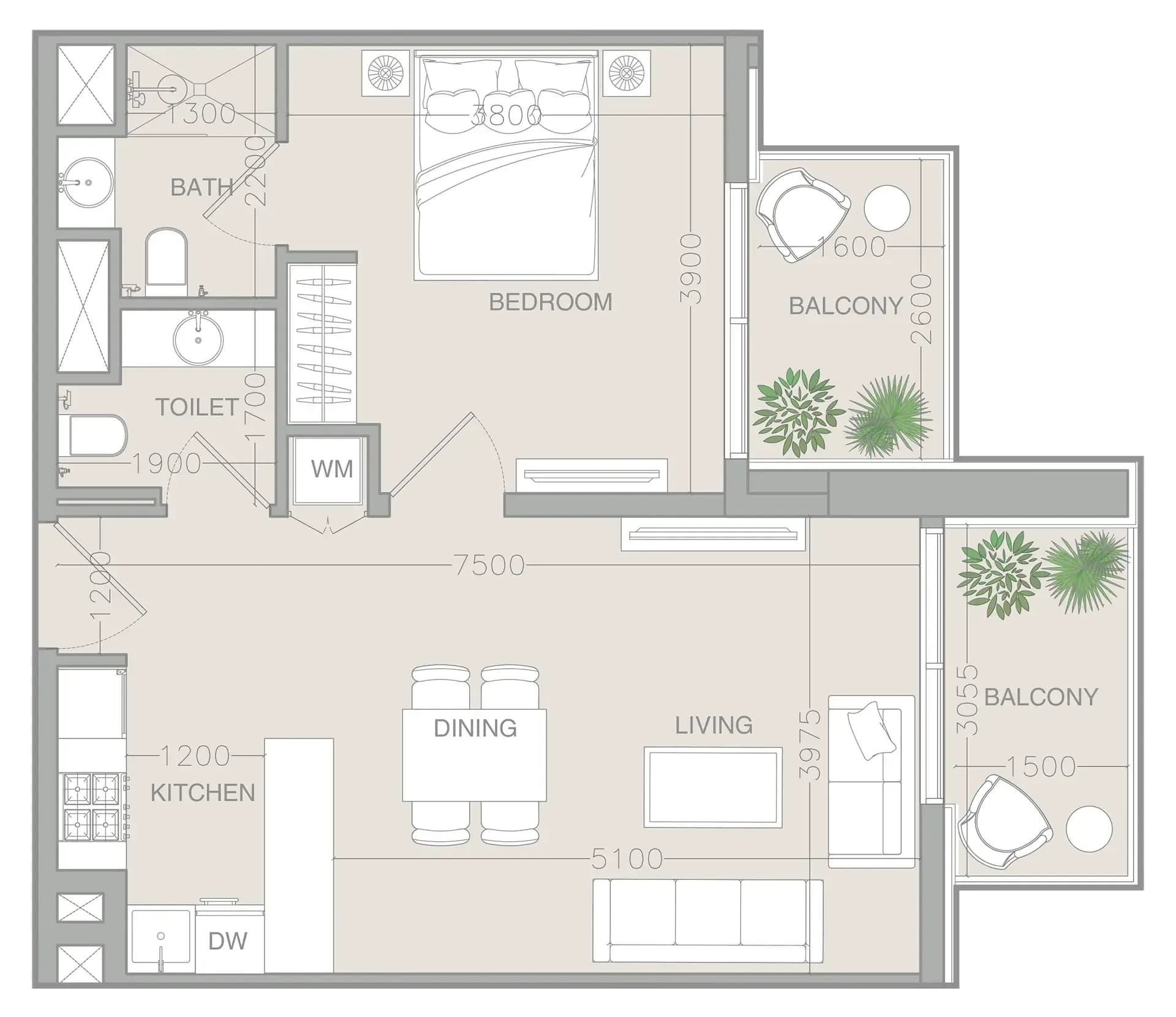 Floor plan 1 BR