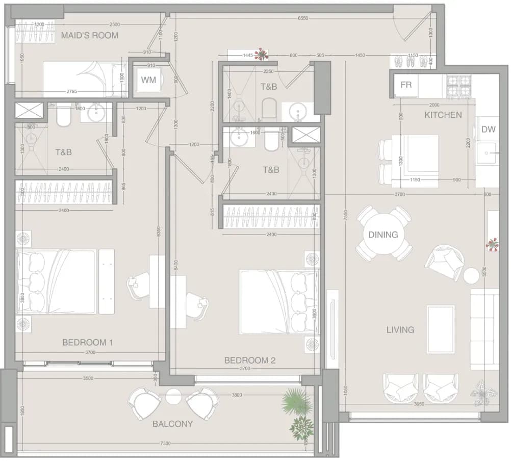 Floor plan 2 BR