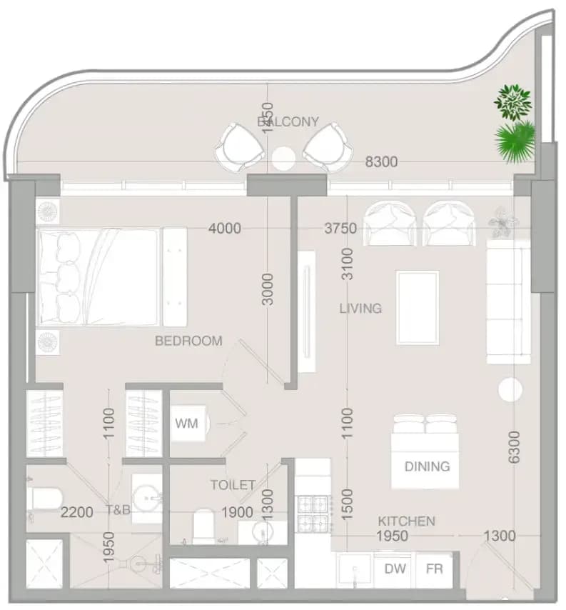 Floor plan 1 BR