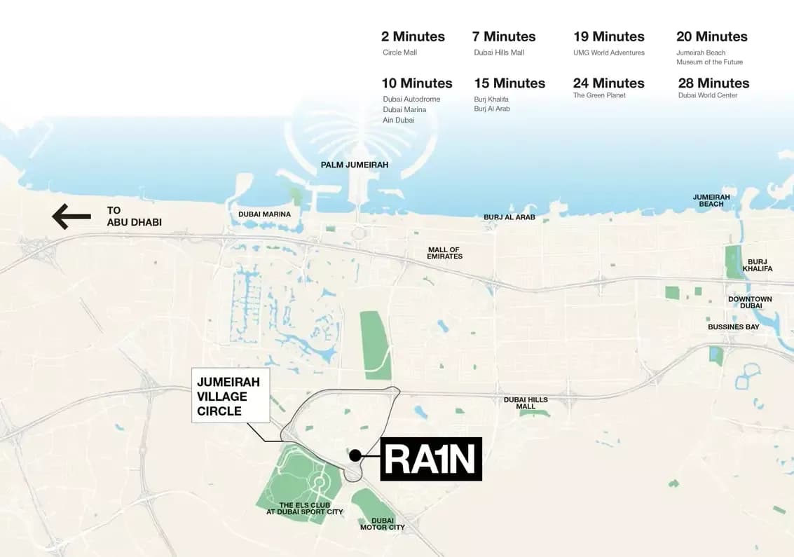 RA1N Residence at District 12 in Jumeirah Village Circle Master Plan